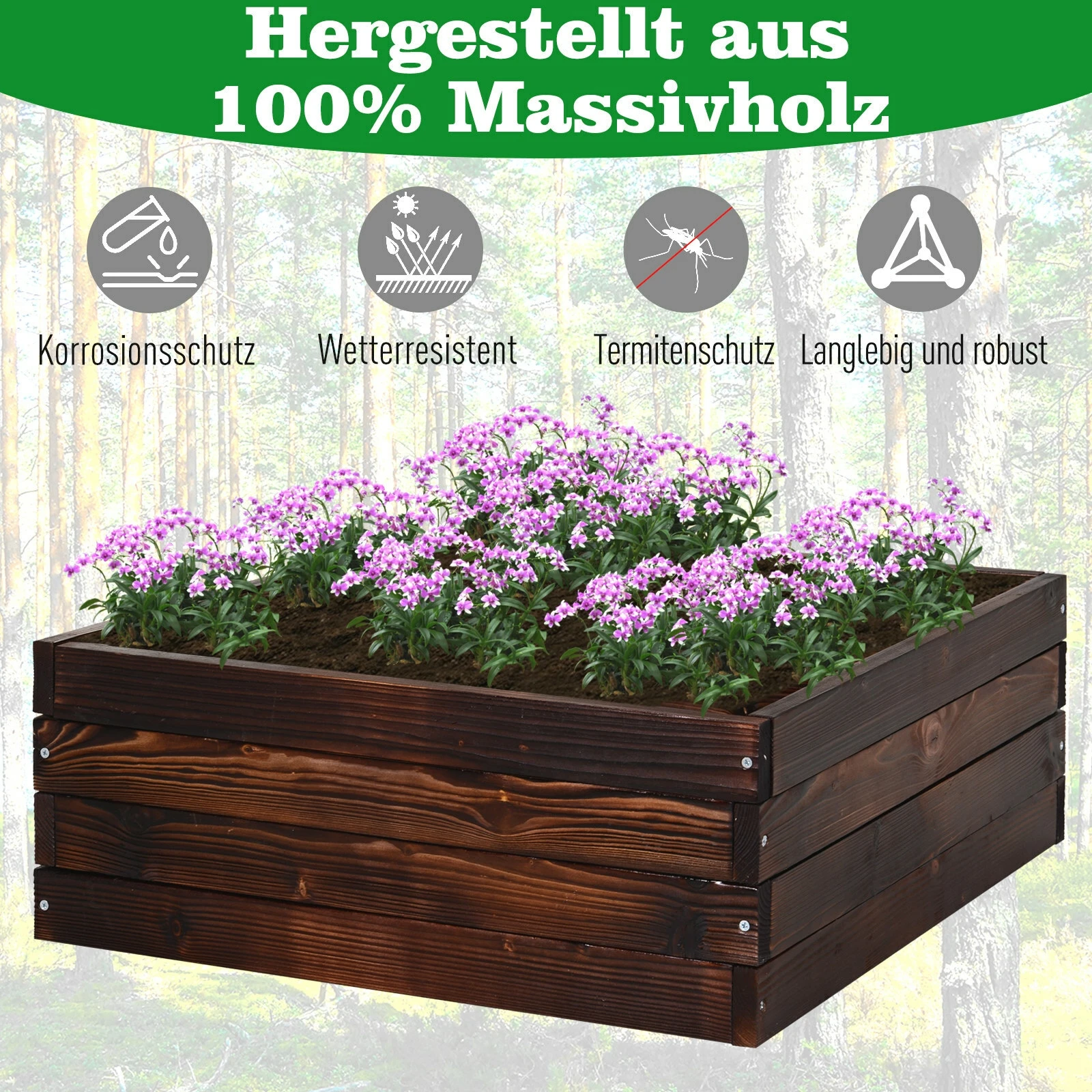 Outsunny Quadratisches Hochbeet Dunkelbraun 60 X 60 X 23 Cm (LxBxH) | Kräuterbeet Pflanzkasten Gemüsebeet Blumenbeet 8 Outsunny Quadratisches Hochbeet Dunkelbraun 60 X 60 X 23 Cm (LxBxH) | Kräuterbeet Pflanzkasten Gemüsebeet Blumenbeet – Bild 6