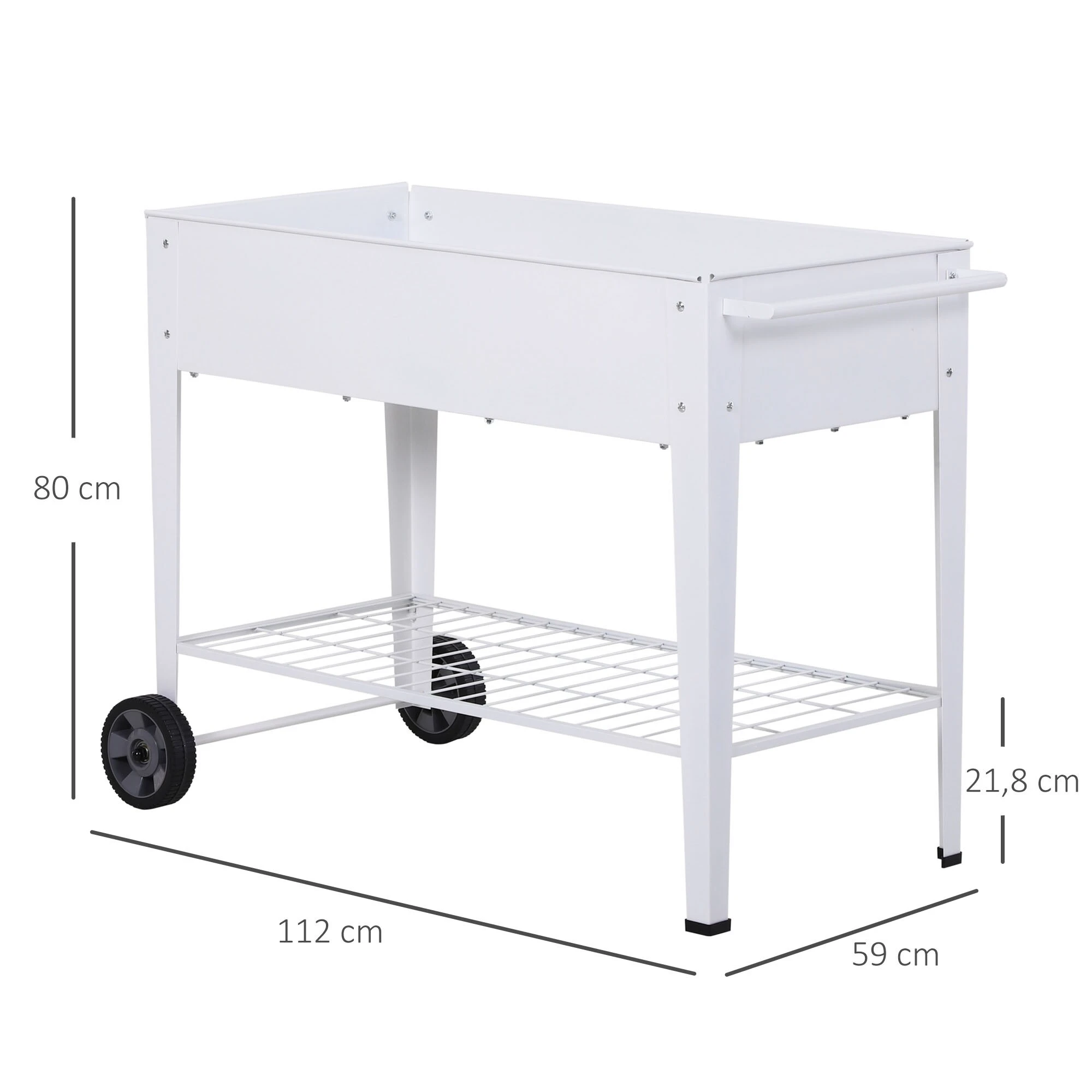Outsunny Mobiler Pflanzenwagen Mit Stauraum Weiß 107,5 X 50 X 80 Cm (LxBxH) | Pflanzenbeet Hochbeet Kräuterbeet Pflanzkasten 7 Outsunny Mobiler Pflanzenwagen Mit Stauraum Weiß 107,5 X 50 X 80 Cm (LxBxH) | Pflanzenbeet Hochbeet Kräuterbeet Pflanzkasten – Bild 5