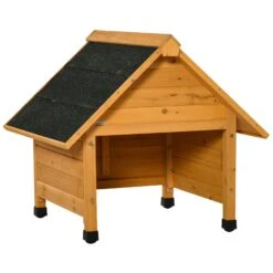 Outsunny Holzgarage Für Mähroboter Gelb 75 X 76 X 70 Cm (BxTxH) | Mähroboter Carport Überdachung Garage