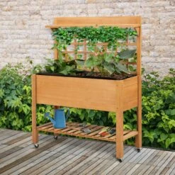 Outsunny Gärtnertisch Mit Rollen Natur 105 X 45 X 135 Cm (BxTxH) | Pflanztisch Blumentisch Gartentisch Hochbeet -OUTSUNNY Shop 8600336600 845 475 prod 003