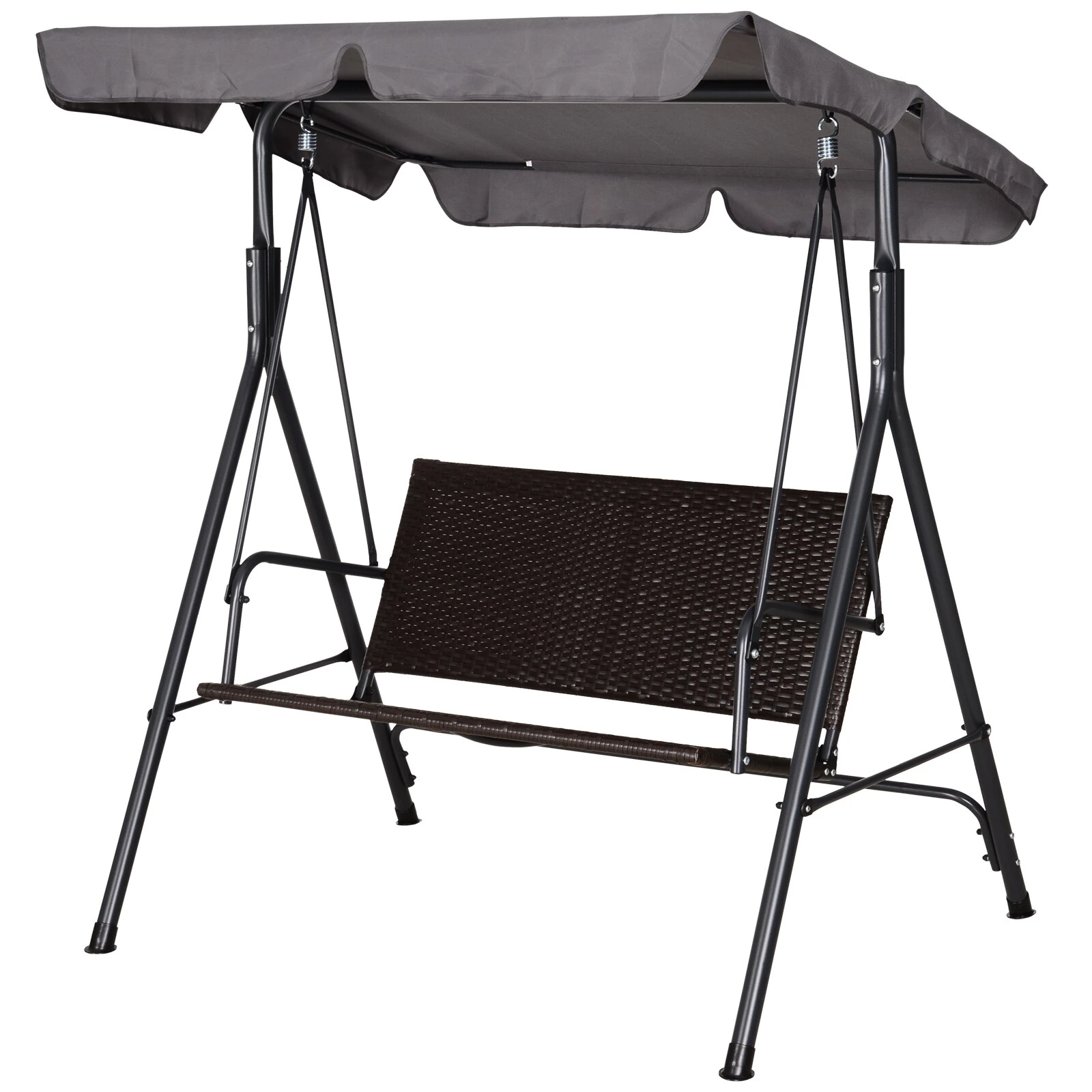 Outsunny Hollywoodschaukel In Rattan-Optik Schwarz/grau 140 X 110 X 151 Cm (BxTxH) | Gartenschaukel Schaukelbank Mit Dach Gartenmöbel 3 Outsunny Hollywoodschaukel In Rattan-Optik Schwarz/grau 140 X 110 X 151 Cm (BxTxH) | Gartenschaukel Schaukelbank Mit Dach Gartenmöbel