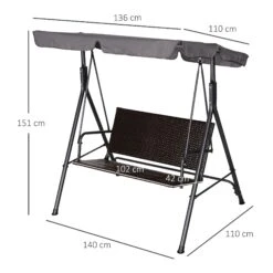 Outsunny Hollywoodschaukel In Rattan-Optik Schwarz/grau 140 X 110 X 151 Cm (BxTxH) | Gartenschaukel Schaukelbank Mit Dach Gartenmöbel 12 Outsunny Hollywoodschaukel In Rattan-Optik Schwarz/grau 140 X 110 X 151 Cm (BxTxH) | Gartenschaukel Schaukelbank Mit Dach Gartenmöbel -OUTSUNNY Shop 8600336600 84A 138 prod 005