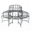 Outsunny Baumbank Im Geschmackvollen Design Silber 160 X 90 Cm (ØxH) | Rundbank Sitzbank Metallbank 360 ° Gartenbank