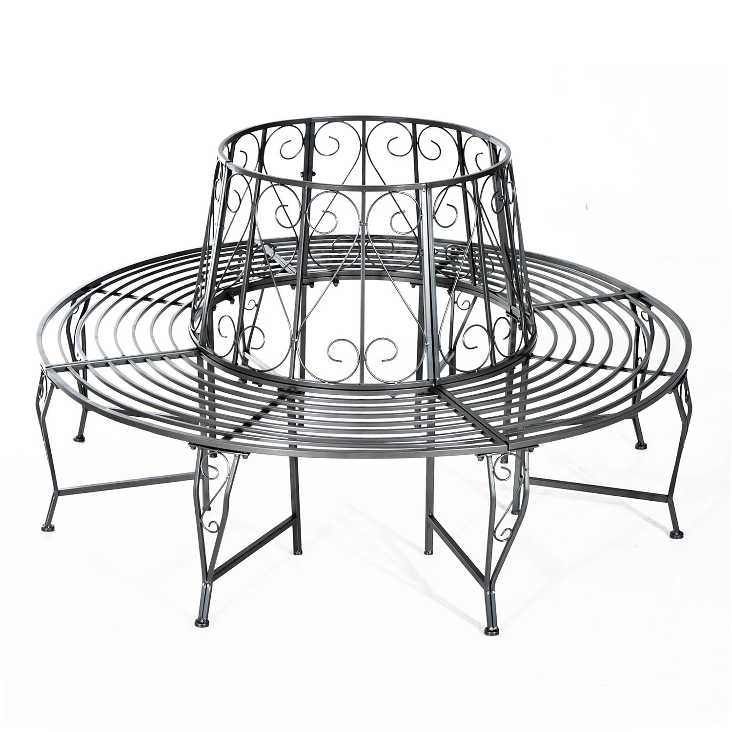 Outsunny Baumbank Im Geschmackvollen Design Silber 160 X 90 Cm (ØxH) | Rundbank Sitzbank Metallbank 360 ° Gartenbank 3 Outsunny Baumbank Im Geschmackvollen Design Silber 160 X 90 Cm (ØxH) | Rundbank Sitzbank Metallbank 360 ° Gartenbank