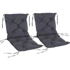Outsunny Stuhlauflage Als 2er-Set Grau 98 X 50 X 8 Cm (LxBxH) | Sitzkissen Auflage Für Sitzbank Gartenbankauflage