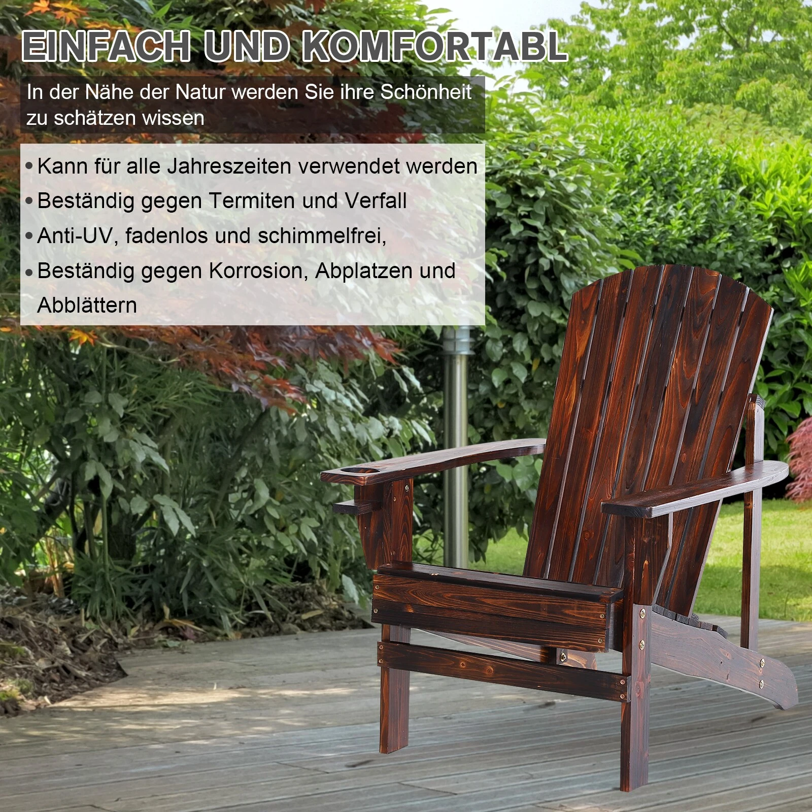 Outsunny Gartenstuhl Aus Massivholz 97 X 72,5 X 93 Cm (BxTxH) | GartensesselBalkonstuhl Holzstuhl Gartenmöbel 8 Outsunny Gartenstuhl Aus Massivholz 97 X 72,5 X 93 Cm (BxTxH) | GartensesselBalkonstuhl Holzstuhl Gartenmöbel – Bild 6