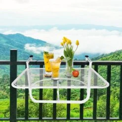 Outsunny Balkonhängetisch Höhenverstellbar 60 X 56,4 X 45 Cm (LxBxH) | Hängetisch Balkontisch Klapptisch Balkonmöbel -OUTSUNNY Shop 8600336600 84B 296WT prod 003