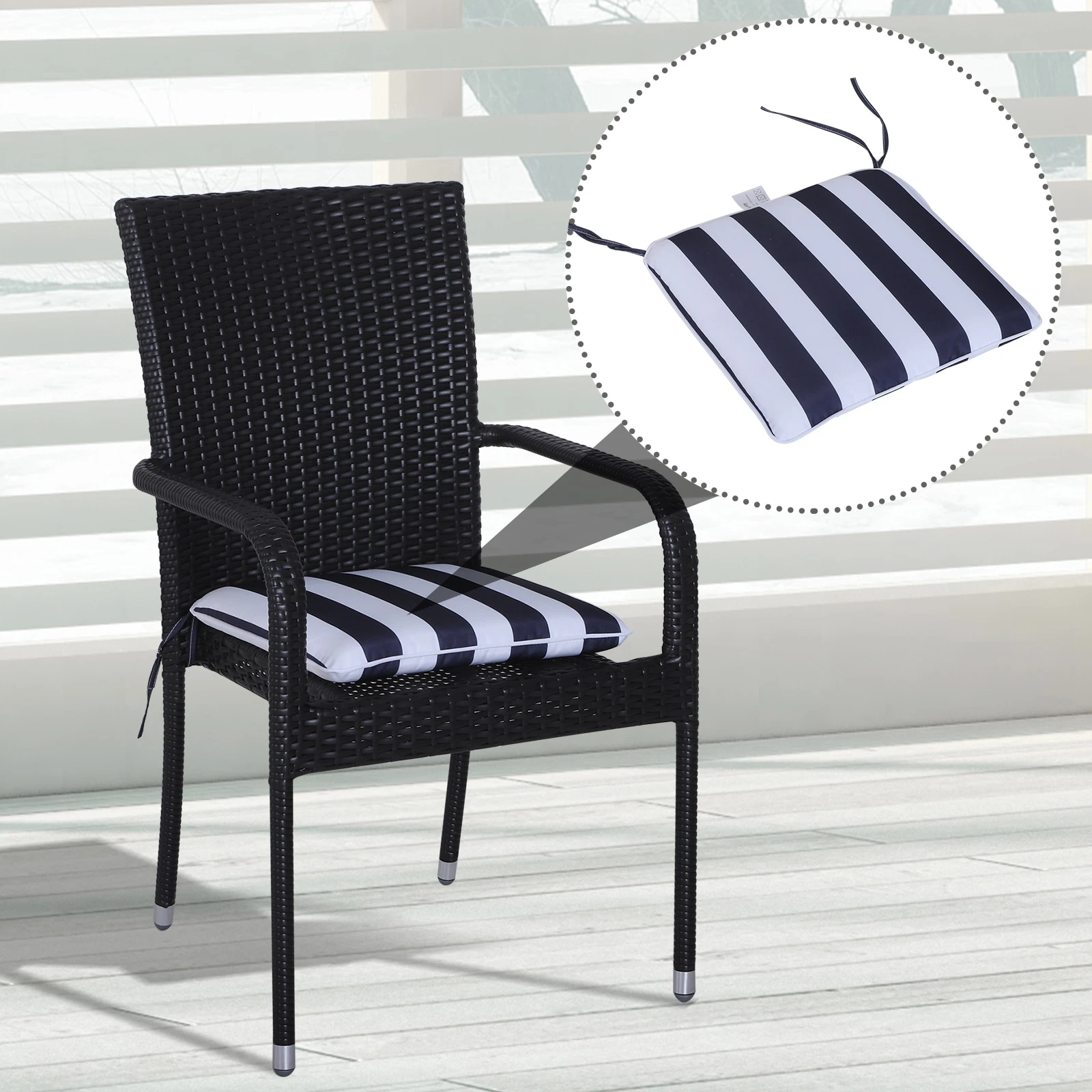 Outsunny Sitzkissen Als 6er-Set Blau, Weiß 42 X 42 X 5 Cm (LxBxH) | Stuhlkissen Bodenkissen Polsterkissen Sitzauflage 6 Outsunny Sitzkissen Als 6er-Set Blau, Weiß 42 X 42 X 5 Cm (LxBxH) | Stuhlkissen Bodenkissen Polsterkissen Sitzauflage – Bild 4