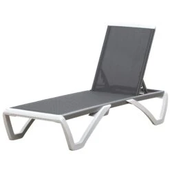 Outsunny Gartenliege Verstellbar Grau, Weiß 170-195 X 67,5 X 95 Cm (LxBxH) | Sonnenliege Relaxliege Klappbare Strandliege