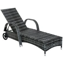 Outsunny Rattan-Gartenliege Als 3-teiliges Set Grau | Sonnenliege Mit Tisch Gartenmöbel Polyrattan Gartenset -OUTSUNNY Shop 8600336600 862 014V01 prod 006