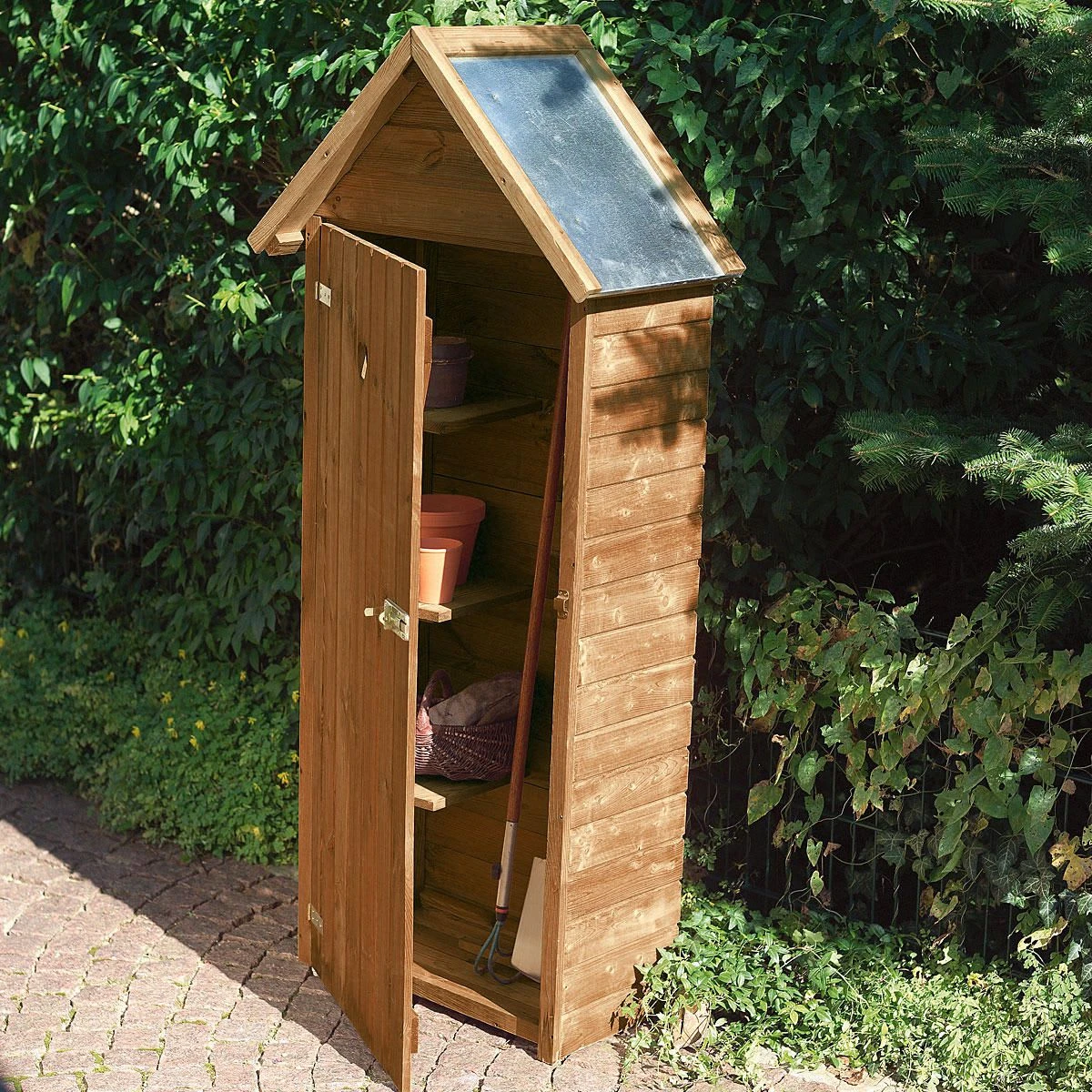 Gerätehaus Gartenschrank, Holz, Braun Ca. B80 X T44 X H180 Cm Waldo Braun 6 Gerätehaus Gartenschrank, Holz, Braun Ca. B80 X T44 X H180 Cm Waldo Braun – Bild 4