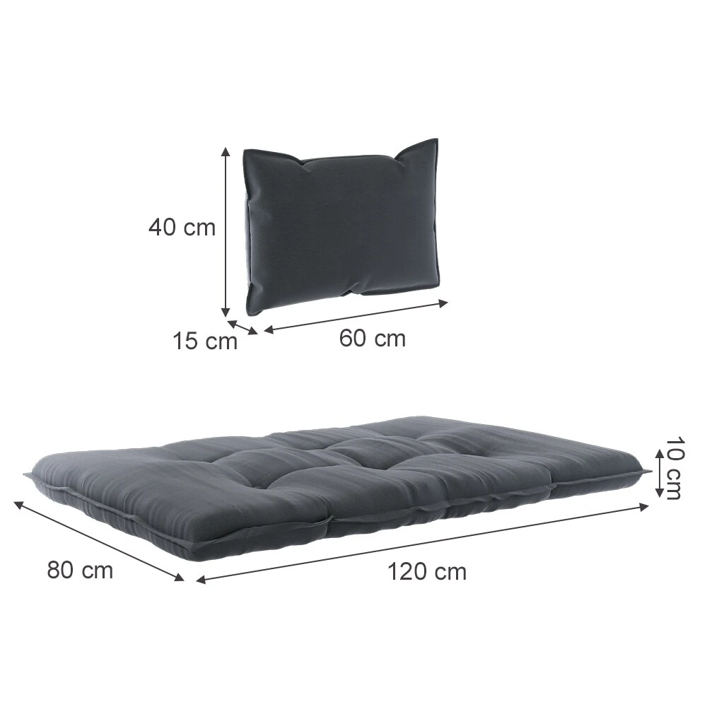 Vicco Palettenkissen Set Sitzkissen Rückenkissen Kansas Palettenmöbel Anthrazit (3er Set) 5 Vicco Palettenkissen Set Sitzkissen Rückenkissen Kansas Palettenmöbel Anthrazit (3er Set) – Bild 3