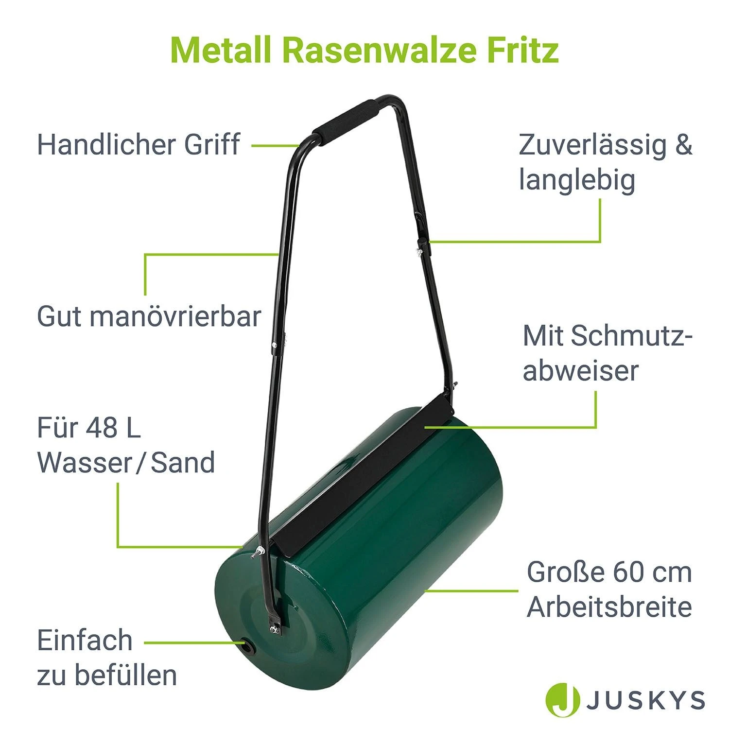 Juskys Garten Rasenwalze Fritz Aus Metall Befüllbar Mit 48L Wasser / Sand – Inkl. Schmutzabweiser 5 Juskys Garten Rasenwalze Fritz Aus Metall Befüllbar Mit 48L Wasser / Sand – Inkl. Schmutzabweiser – Bild 3