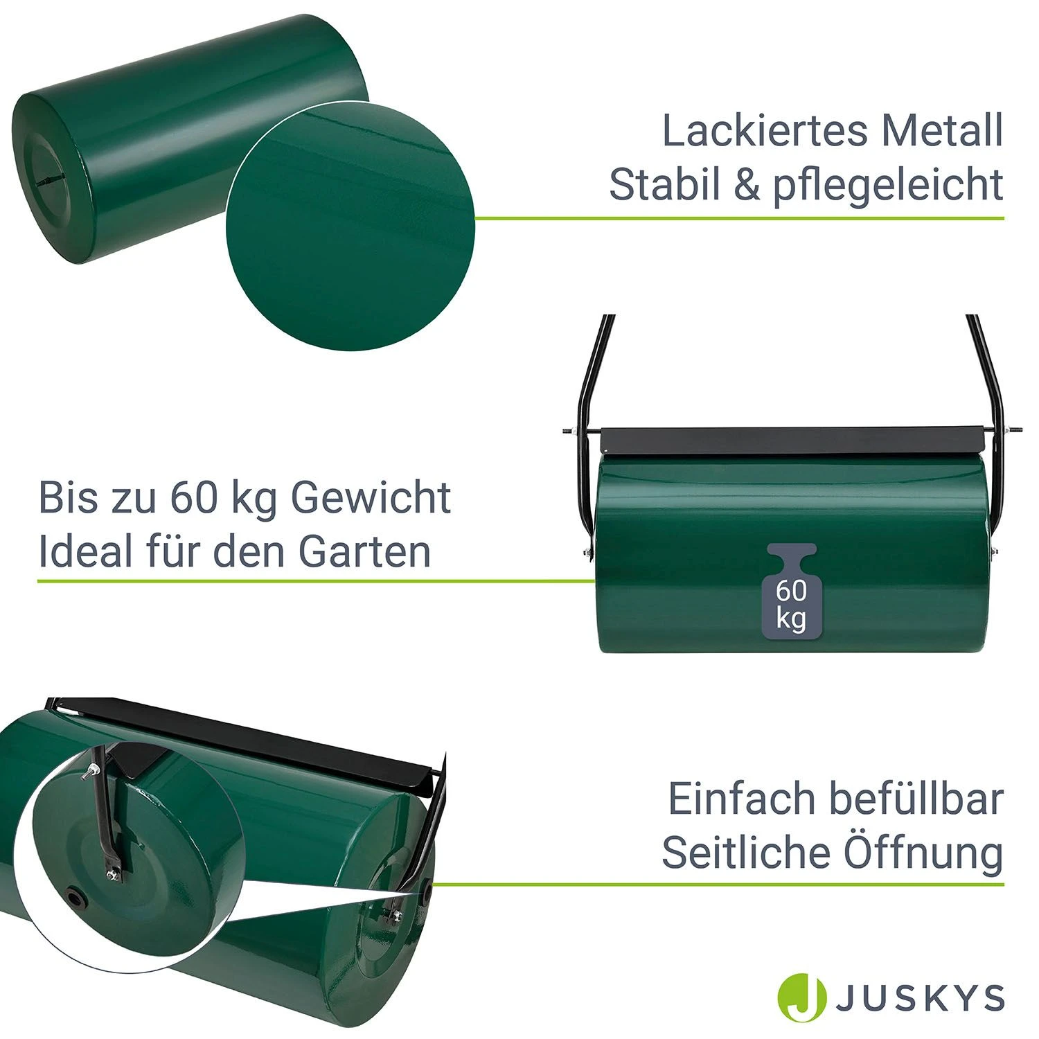 Juskys Garten Rasenwalze Fritz Aus Metall Befüllbar Mit 48L Wasser / Sand – Inkl. Schmutzabweiser 6 Juskys Garten Rasenwalze Fritz Aus Metall Befüllbar Mit 48L Wasser / Sand – Inkl. Schmutzabweiser – Bild 4