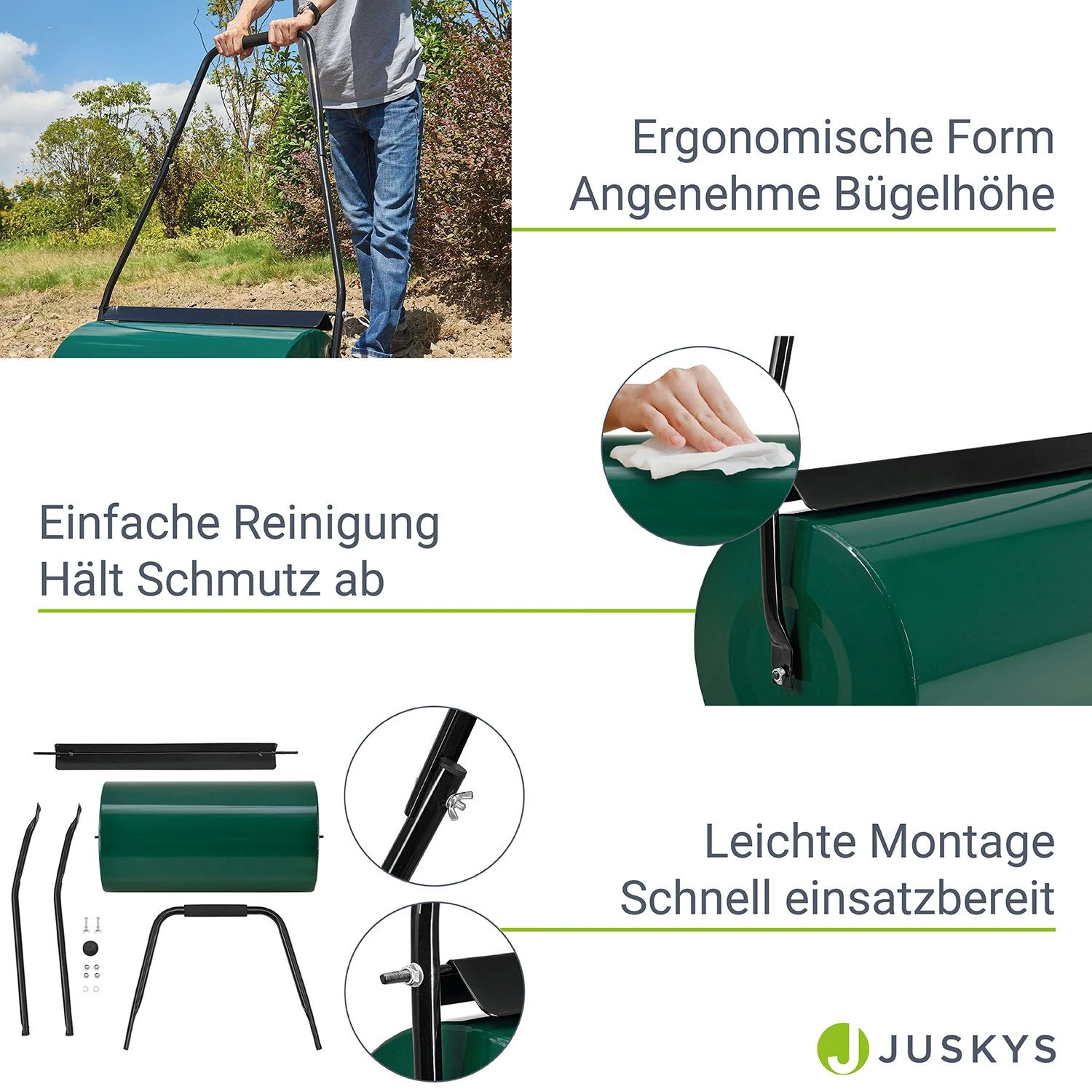 Juskys Garten Rasenwalze Fritz Aus Metall Befüllbar Mit 48L Wasser / Sand – Inkl. Schmutzabweiser 7 Juskys Garten Rasenwalze Fritz Aus Metall Befüllbar Mit 48L Wasser / Sand – Inkl. Schmutzabweiser – Bild 5