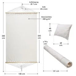 Juskys Hängematte Caracas 230x150 Cm In Beige Aus Baumwolle Mit Kissen Für 2 Personen Bis 300 Kg -OUTSUNNY Shop 8600348200 77797898 prod 002