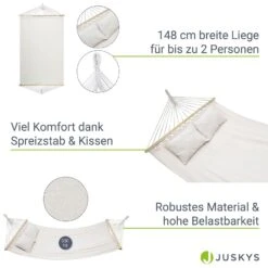 Juskys Hängematte Caracas 230x150 Cm In Beige Aus Baumwolle Mit Kissen Für 2 Personen Bis 300 Kg -OUTSUNNY Shop 8600348200 77797898 prod 004