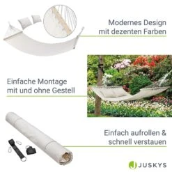 Juskys Hängematte Caracas 230x150 Cm In Beige Aus Baumwolle Mit Kissen Für 2 Personen Bis 300 Kg -OUTSUNNY Shop 8600348200 77797898 prod 005