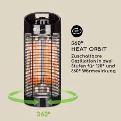 Heat Guru 360 Standheizstrahler 1200/600W 2 Heizstufen IPX4 Oszillation -OUTSUNNY Shop 8600359300 4667 prod 006