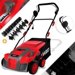 MASKO® - Elektro 2in1 Vertikutierer Rasenlüfter 1800 Watt 40cm Arbeitsbreite 55L Fangkorb Inkl. Lüfterwalze Lüfter Moosentferner, 5-stufige Arbeitstiefe Einstellbar , Höhenverstellbarer Holm