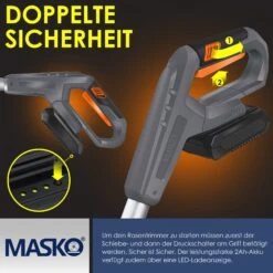 MASKO® Akku-Rasentrimmer Mit 20 V Li-Akku, 2,0 Ah Akku Und Ladegerät, Motorsense 26 Cm Schnittkreis, 180° Trimmwinkel, Teleskop-Stiel & Zusatzhandgriff, Inkl. 20 Messer Kunststoffklinge -OUTSUNNY Shop 8600364700 22106 prod 005