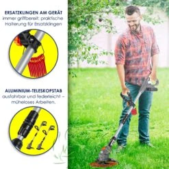 MASKO® Akku-Rasentrimmer Mit 20 V Li-Akku, 2,0 Ah Akku Und Ladegerät, Motorsense 26 Cm Schnittkreis, 180° Trimmwinkel, Teleskop-Stiel & Zusatzhandgriff, Inkl. 20 Messer Kunststoffklinge -OUTSUNNY Shop 8600364700 22106 prod 006