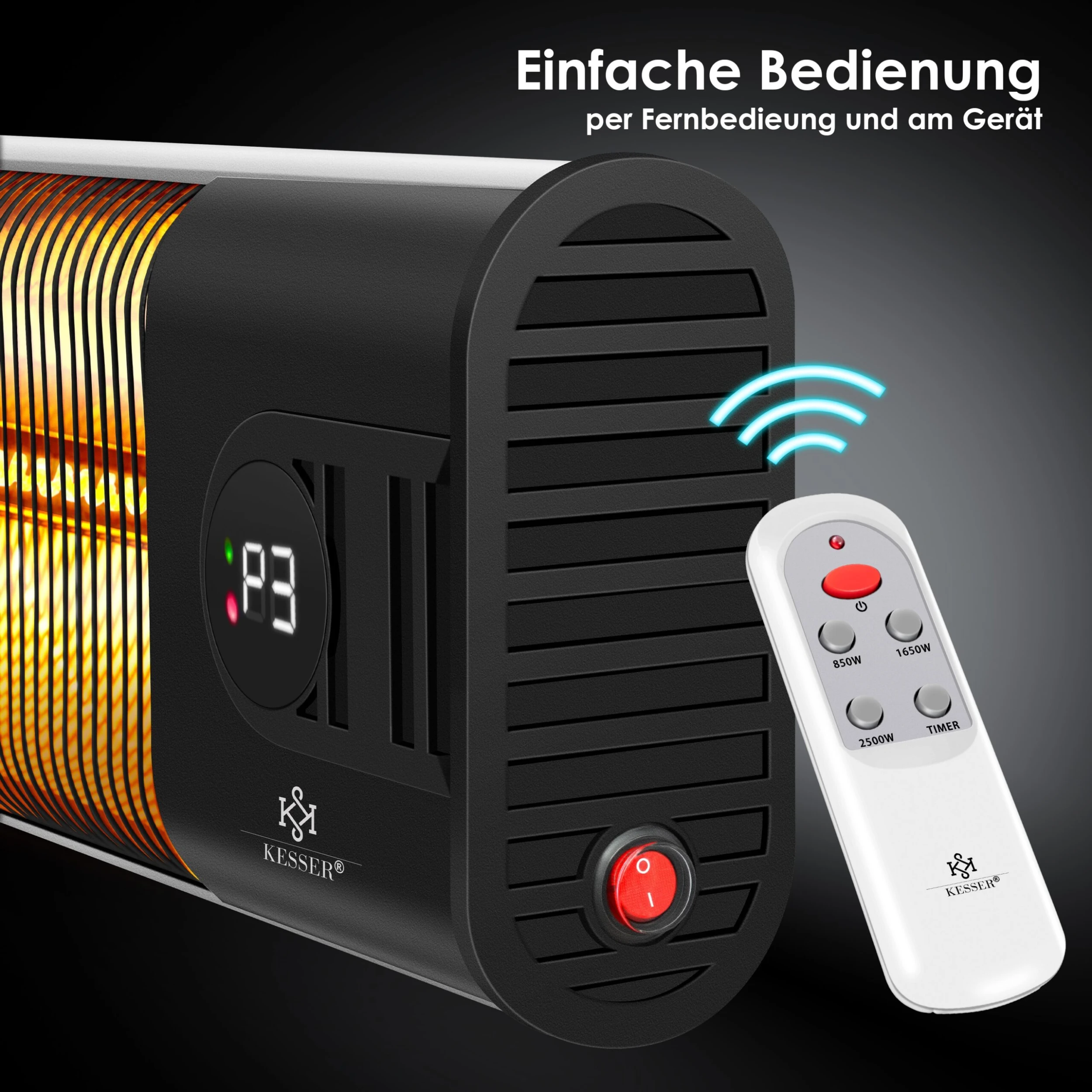 KESSER® Infrarotstrahler Heizstrahler Wärmestrahler Inkl. Schutzhülle Terrassenstrahler Höhenverstellbar Teleskopstativ Wickeltischstrahler Terrassenheizer Quarzstrahler 2500W Mit Fernbedienung 7 KESSER® Infrarotstrahler Heizstrahler Wärmestrahler Inkl. Schutzhülle Terrassenstrahler Höhenverstellbar Teleskopstativ Wickeltischstrahler Terrassenheizer Quarzstrahler 2500W Mit Fernbedienung – Bild 5