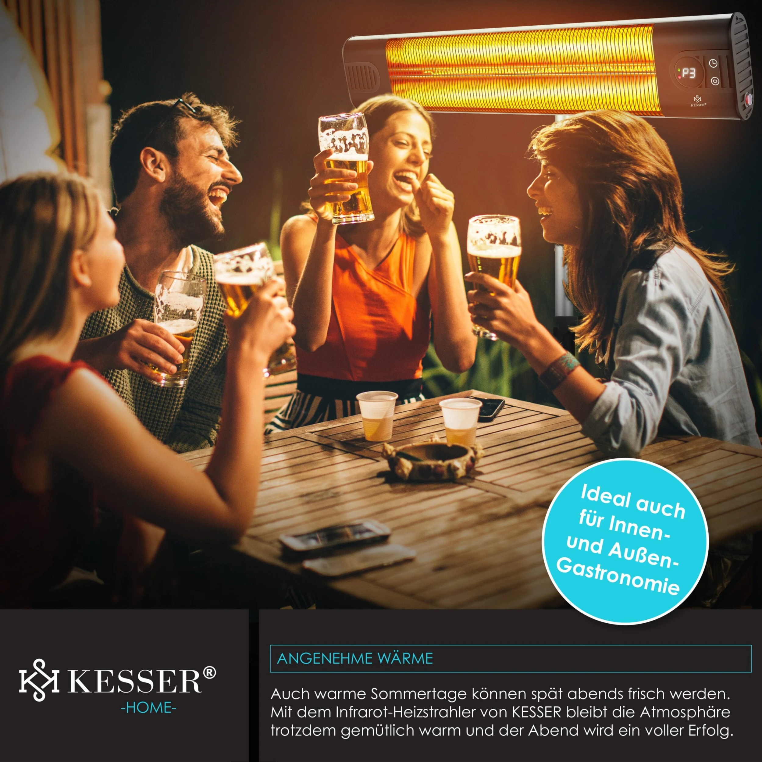 KESSER® Infrarotstrahler Heizstrahler Wärmestrahler Inkl. Schutzhülle Terrassenstrahler Höhenverstellbar Teleskopstativ Wickeltischstrahler Terrassenheizer Quarzstrahler 2500W Mit Fernbedienung 8 KESSER® Infrarotstrahler Heizstrahler Wärmestrahler Inkl. Schutzhülle Terrassenstrahler Höhenverstellbar Teleskopstativ Wickeltischstrahler Terrassenheizer Quarzstrahler 2500W Mit Fernbedienung – Bild 6