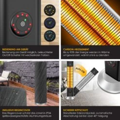 KESSER® Standheizstrahler Infrarot Stand Heizstrahler Inkl. Schutzhülle Wärmestrahler Terrasse Infrarotstrahler Turmheizstrahler 2000 Watt Terrassenstrahler Standheizung Mit Fernbedienung 10 KESSER® Standheizstrahler Infrarot Stand Heizstrahler Inkl. Schutzhülle Wärmestrahler Terrasse Infrarotstrahler Turmheizstrahler 2000 Watt Terrassenstrahler Standheizung Mit Fernbedienung -OUTSUNNY Shop 8600364700 22453 prod 003