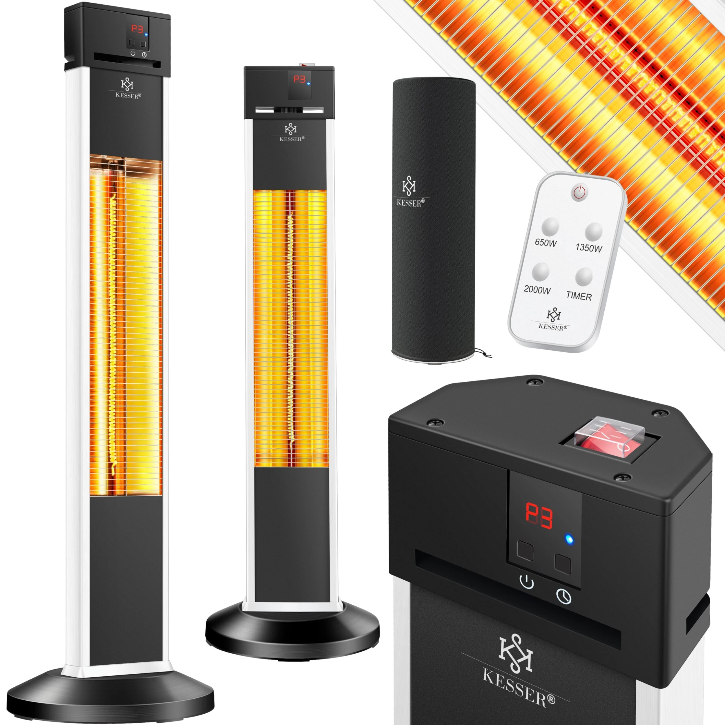 KESSER® Standheizstrahler Infrarot Stand Heizstrahler Inkl. Schutzhülle Wärmestrahler Terrasse Infrarotstrahler Turmheizstrahler 3 Heizstufen 2000 Watt Terrassenstrahler Mit Fernbedienung Timer 3 KESSER® Standheizstrahler Infrarot Stand Heizstrahler Inkl. Schutzhülle Wärmestrahler Terrasse Infrarotstrahler Turmheizstrahler 3 Heizstufen 2000 Watt Terrassenstrahler Mit Fernbedienung Timer