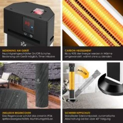 KESSER® Standheizstrahler Infrarot Stand Heizstrahler Inkl. Schutzhülle Wärmestrahler Terrasse Infrarotstrahler Turmheizstrahler 3 Heizstufen 2000 Watt Terrassenstrahler Mit Fernbedienung Timer 10 KESSER® Standheizstrahler Infrarot Stand Heizstrahler Inkl. Schutzhülle Wärmestrahler Terrasse Infrarotstrahler Turmheizstrahler 3 Heizstufen 2000 Watt Terrassenstrahler Mit Fernbedienung Timer -OUTSUNNY Shop 8600364700 22457 prod 003