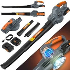 MASKO® Akku Laubbläser Mit Akku Und Ladegerät Power Charger - Luftstrom 190km/h - Lithium Ionen Akku 20 V, 2000 MAh 2,0 Ah - Leichtes Ergonomisches Elektrisch Gebläse 2-Gang Geschwindigkeit