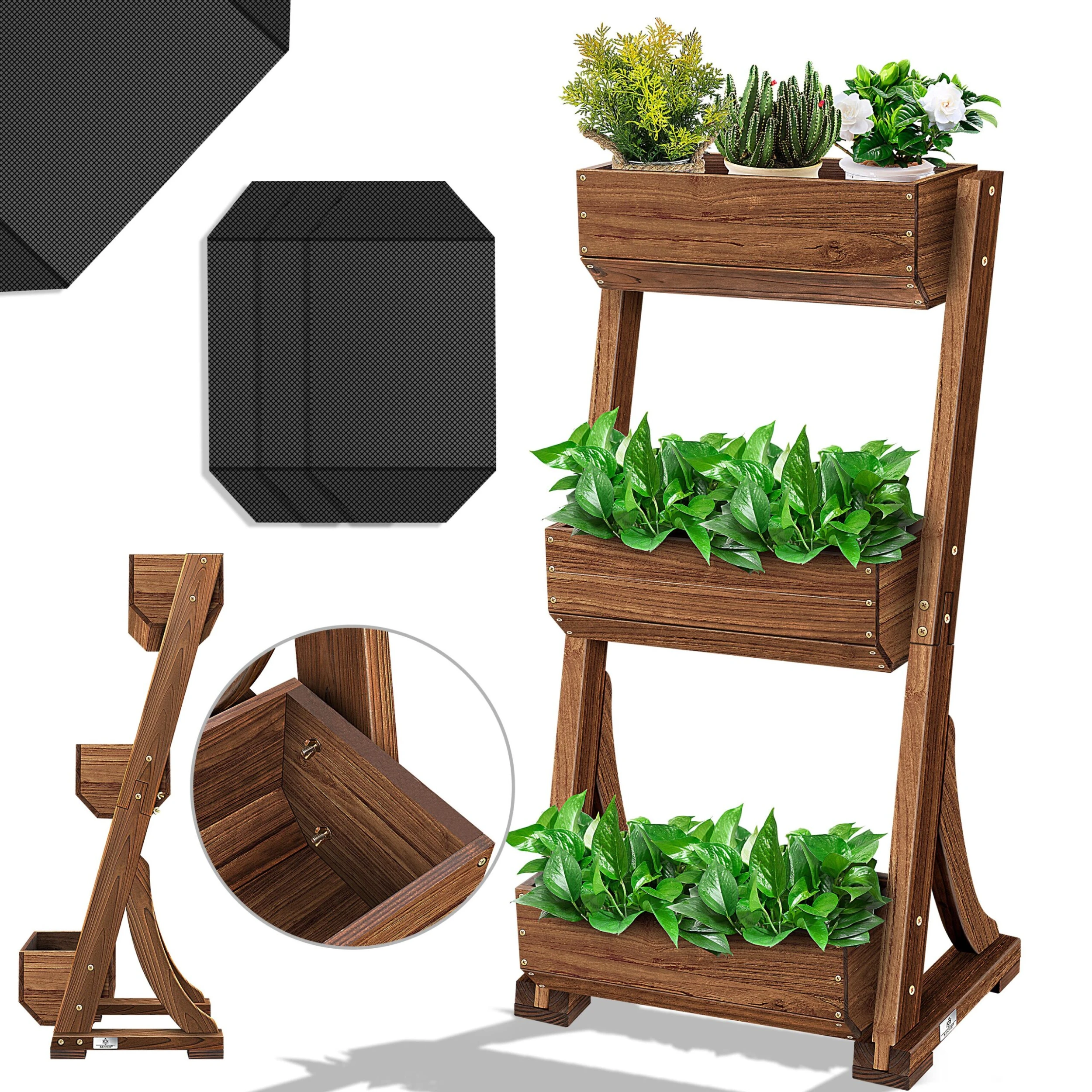 KESSER® Hochbeet Mit Etagen Premium Blumenkasten Blumentreppe Pflanztreppe - Gemüsebeet Kräuterbeet Pflanzkübel Frühbeet Blumenbeet Pflanzkasten Inkl. Gartenvlies- Beet Für Terrasse Balkon & Garten 3 KESSER® Hochbeet Mit Etagen Premium Blumenkasten Blumentreppe Pflanztreppe - Gemüsebeet Kräuterbeet Pflanzkübel Frühbeet Blumenbeet Pflanzkasten Inkl. Gartenvlies- Beet Für Terrasse Balkon & Garten