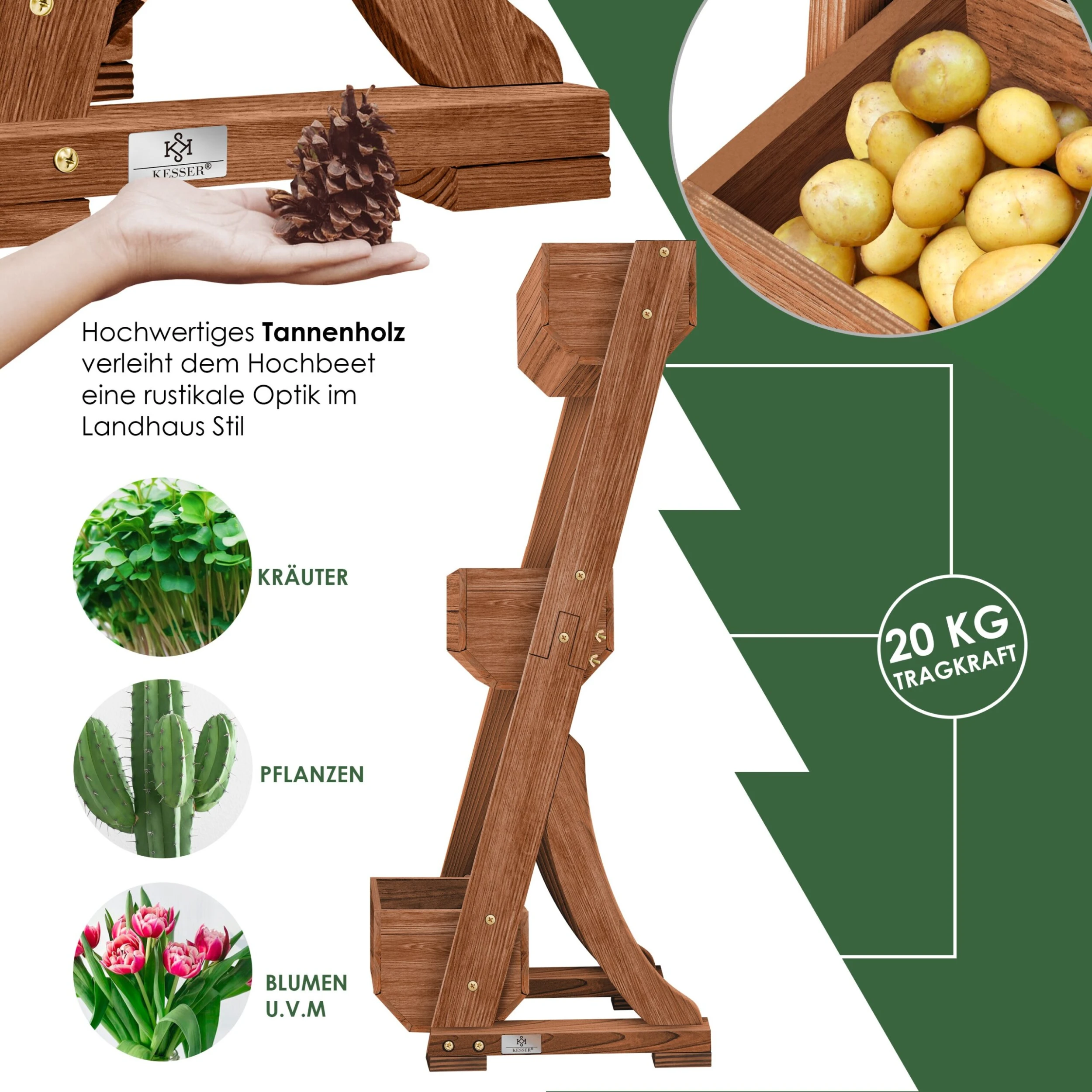 KESSER® Hochbeet Mit Etagen Premium Blumenkasten Blumentreppe Pflanztreppe - Gemüsebeet Kräuterbeet Pflanzkübel Frühbeet Blumenbeet Pflanzkasten Inkl. Gartenvlies- Beet Für Terrasse Balkon & Garten 8 KESSER® Hochbeet Mit Etagen Premium Blumenkasten Blumentreppe Pflanztreppe - Gemüsebeet Kräuterbeet Pflanzkübel Frühbeet Blumenbeet Pflanzkasten Inkl. Gartenvlies- Beet Für Terrasse Balkon & Garten – Bild 6