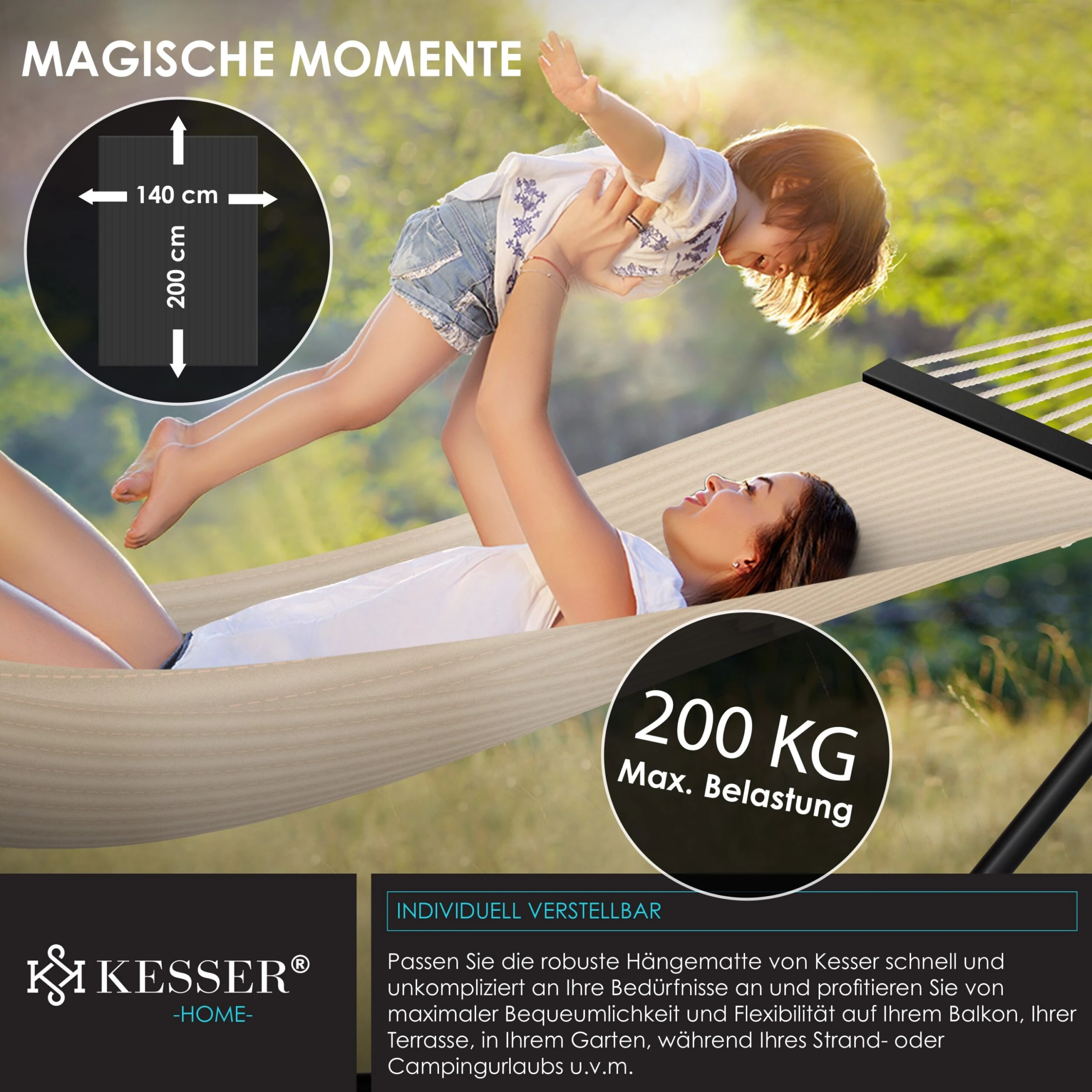 KESSER® Hängematte HILL Mit Gestell Kissen Doppelhängematte Für 2 Personen-Stabiler Rahmen -200kg Belastbarkeit Indoor & Outdoor XXL Hängesessel Doppel Mehrpersonen Garten Pool Balkon Terrasse 5 KESSER® Hängematte HILL Mit Gestell Kissen Doppelhängematte Für 2 Personen-Stabiler Rahmen -200kg Belastbarkeit Indoor & Outdoor XXL Hängesessel Doppel Mehrpersonen Garten Pool Balkon Terrasse – Bild 3