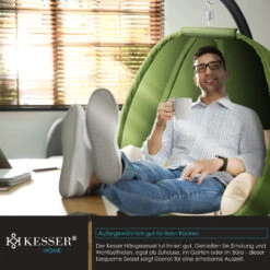 KESSER® Luxe Hängesessel Mit Gestell + Weicher Sitzkissen, Seitenpolsterung, Sitz- Und Rückenkissen Hängekorb Indoor & Outdoor, Garten Schaukel Korb Hängestuhl Stabiler Standfuß, Max. 150 Kg -OUTSUNNY Shop 8600364700 23158 prod 005