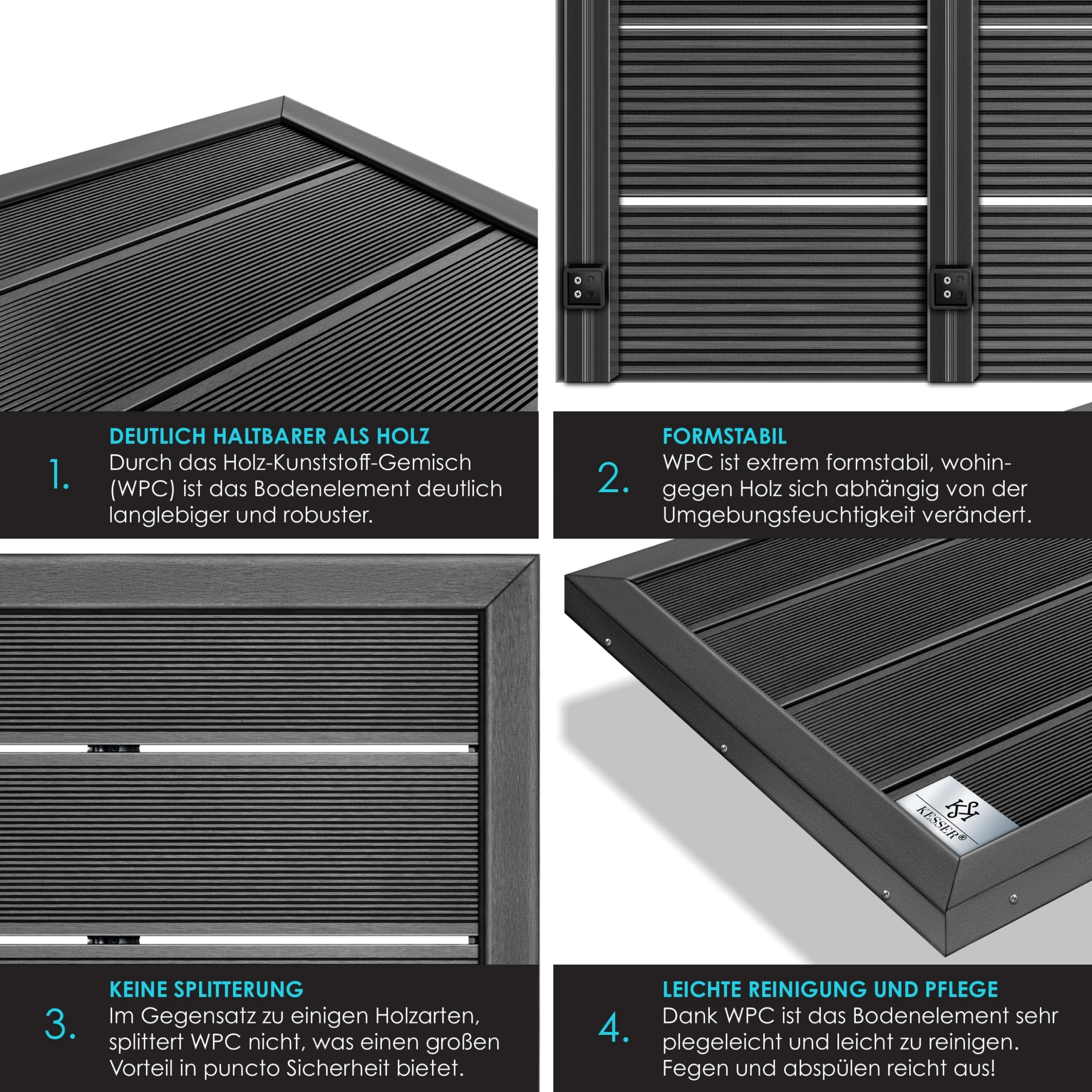 KESSER® Premium Bodenelement Für Solardusche Gartendusche Anti Rutsch - 101 X 63 X 5,5 Cm | Bodenplatte Für Pooldusche Outdoor Pool Dusche Leitern & Solarduschen | Inkl. Montagematerial 8 KESSER® Premium Bodenelement Für Solardusche Gartendusche Anti Rutsch - 101 X 63 X 5,5 Cm | Bodenplatte Für Pooldusche Outdoor Pool Dusche Leitern & Solarduschen | Inkl. Montagematerial – Bild 6