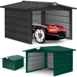 KESSER® Mähroboter Garage Mit Satteldach Dach Carport Überdachung Für Mähroboter Rasenmäher Rasenroboter Automower Garten Metall Witterungsbeständig Mährobotergarage Inkl. Montagematerial