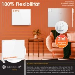 KESSER® Infrarotheizung Energiesparend Infrarot 2in1 Standgerät & Wandmontage Elektroheizung Mit Fernbedienung Thermostat & App-Steuerung Timer Elektrisch Heizpaneel Heizung Konvektor Standfüße -OUTSUNNY Shop 8600364700 24163 prod 004