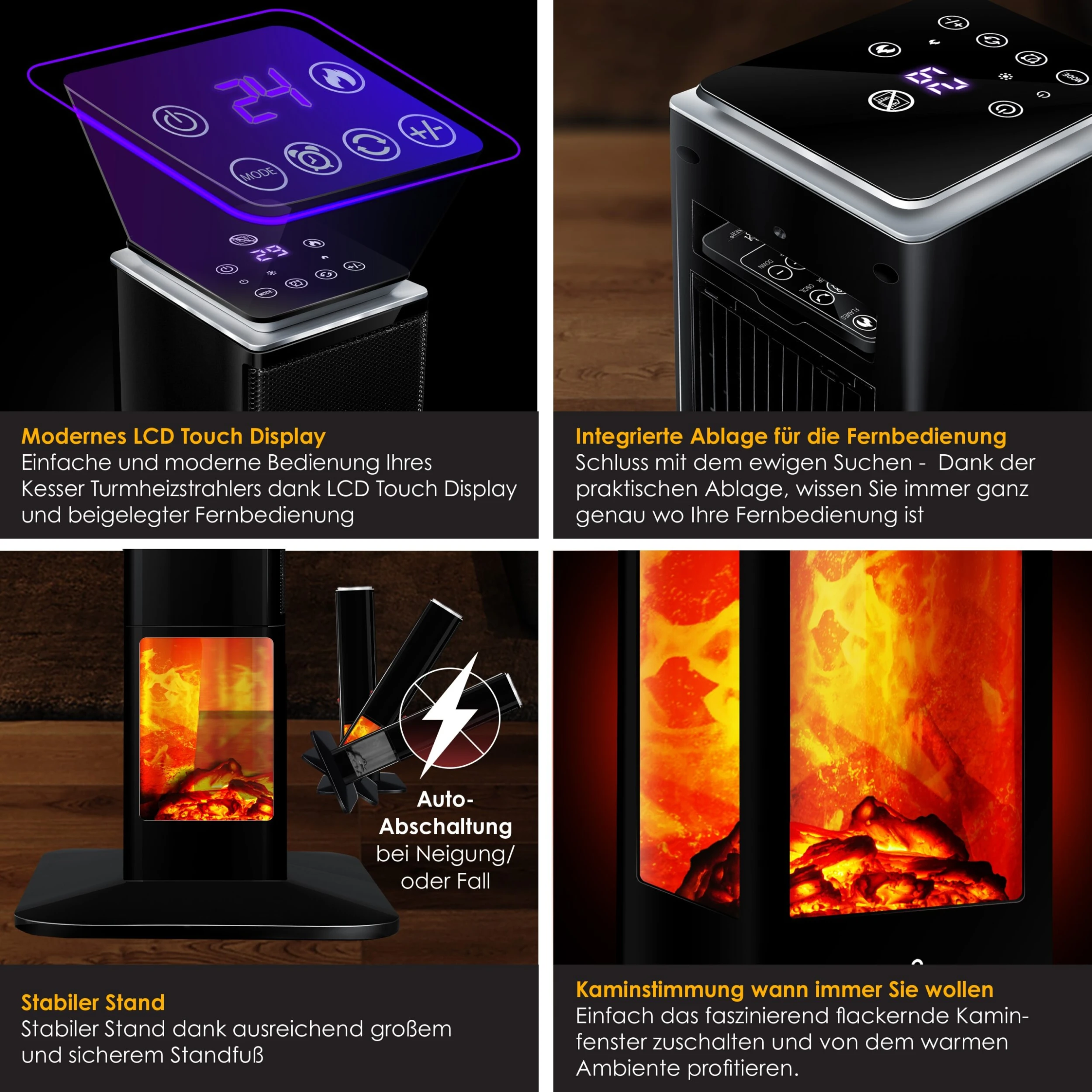 KESSER® Turmheizstrahler Heizstrahler Standheizstrahler Infrarot Mit Fernbedienung Timer Kamineffekt, Heizung Turm-Keramik-Heizer Heizlüfter Heizgerät Kamin Standheizung Mit Oszillationsfunktion 5 KESSER® Turmheizstrahler Heizstrahler Standheizstrahler Infrarot Mit Fernbedienung Timer Kamineffekt, Heizung Turm-Keramik-Heizer Heizlüfter Heizgerät Kamin Standheizung Mit Oszillationsfunktion – Bild 3