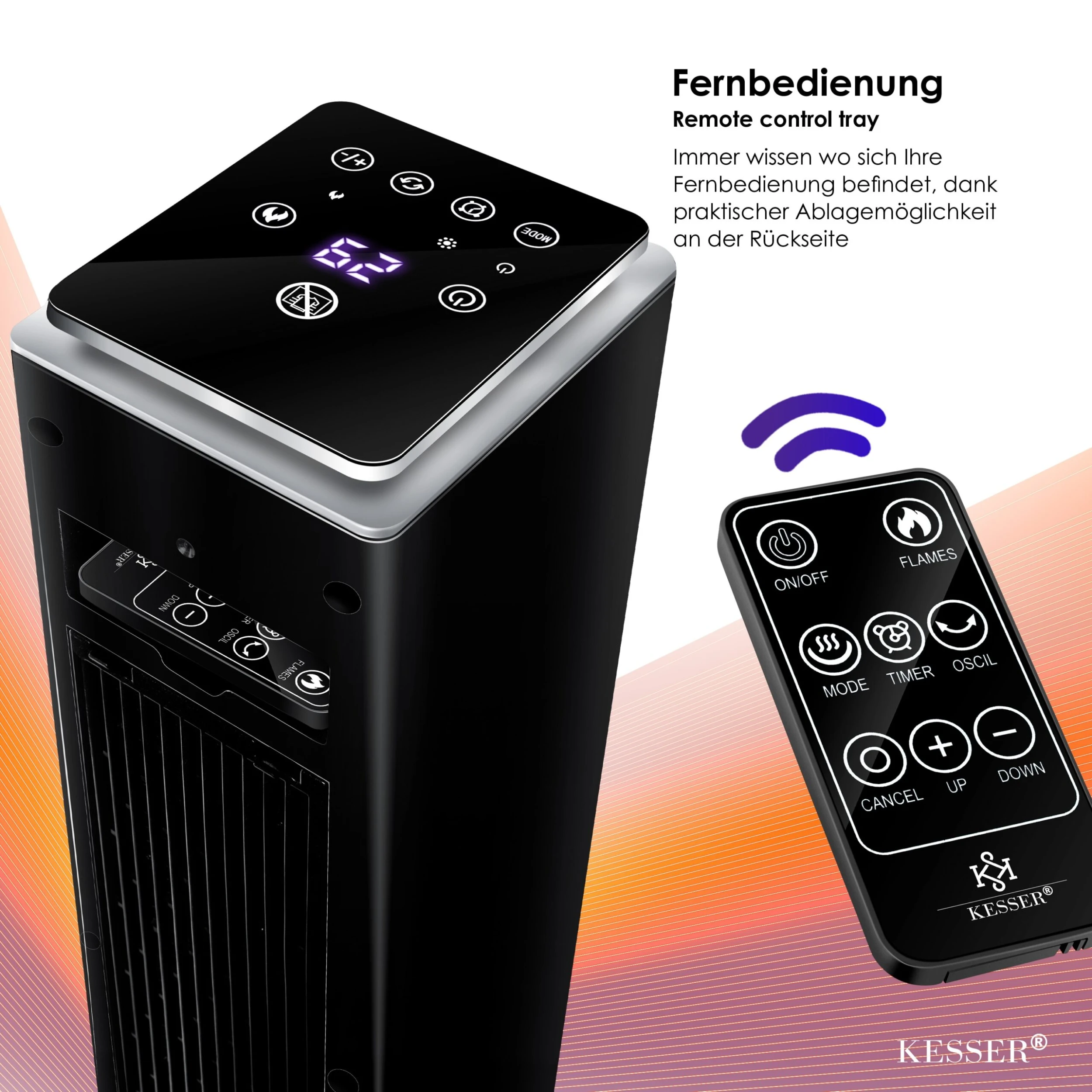 KESSER® Turmheizstrahler Heizstrahler Standheizstrahler Infrarot Mit Fernbedienung Timer Kamineffekt, Heizung Turm-Keramik-Heizer Heizlüfter Heizgerät Kamin Standheizung Mit Oszillationsfunktion 7 KESSER® Turmheizstrahler Heizstrahler Standheizstrahler Infrarot Mit Fernbedienung Timer Kamineffekt, Heizung Turm-Keramik-Heizer Heizlüfter Heizgerät Kamin Standheizung Mit Oszillationsfunktion – Bild 5