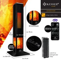 KESSER® Turmheizstrahler Heizstrahler Standheizstrahler Infrarot Mit Fernbedienung Timer Kamineffekt, Heizung Turm-Keramik-Heizer Heizlüfter Heizgerät Kamin Standheizung Mit Oszillationsfunktion 13 KESSER® Turmheizstrahler Heizstrahler Standheizstrahler Infrarot Mit Fernbedienung Timer Kamineffekt, Heizung Turm-Keramik-Heizer Heizlüfter Heizgerät Kamin Standheizung Mit Oszillationsfunktion -OUTSUNNY Shop 8600364700 24168 prod 006