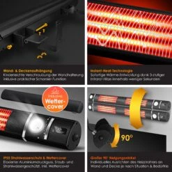 KESSER® Infrarot Heizstrahler 3000W IR-Gastro-Bar Inkl. LED Licht Terrassenstrahler Mit WiFi & Fernbedienung Inkl. Schutzhülle Infrarotstrahler Quarzstrahler Terrassenheizer Wand-Heizstrahler -OUTSUNNY Shop 8600364700 24172 prod 003