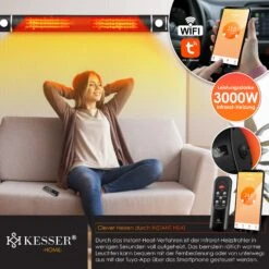 KESSER® Infrarot Heizstrahler 3000W IR-Gastro-Bar Inkl. LED Licht Terrassenstrahler Mit WiFi & Fernbedienung Inkl. Schutzhülle Infrarotstrahler Quarzstrahler Terrassenheizer Wand-Heizstrahler -OUTSUNNY Shop 8600364700 24172 prod 006