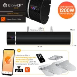 KESSER® Dunkelheizstrahler Heizstrahler Mit Fernbedienung & WiFi APP Terrassenheizer Infrarot-Heizstrahler Wand-Heizstrahler Schwarzstrahler Quarzstrahler Terrassenstrahler Balkonheizer Timer 11 KESSER® Dunkelheizstrahler Heizstrahler Mit Fernbedienung & WiFi APP Terrassenheizer Infrarot-Heizstrahler Wand-Heizstrahler Schwarzstrahler Quarzstrahler Terrassenstrahler Balkonheizer Timer -OUTSUNNY Shop 8600364700 24187 prod 007